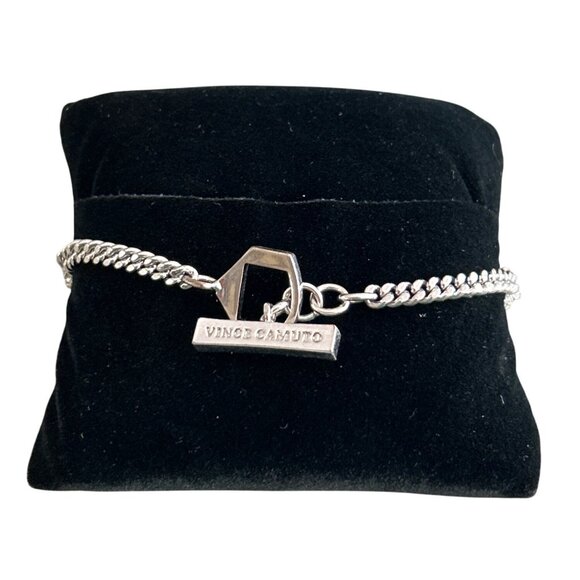 Vince Camuto Silver-Tone Cubic Zirconia Chain Bracelet With Toggle Clasp - Picture 5 of 6